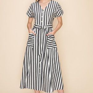 BOUTIQUE STRIPED MIDI DRESS